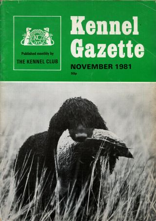 Irish Water Spaniel Dog On Cover Of Kennel Gazette November 1981 Kc Publication