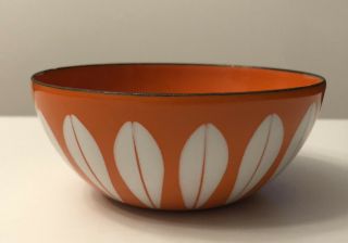 Vintage Cathrineholm Enamelware 4 " Orange/white Lotus Bowl