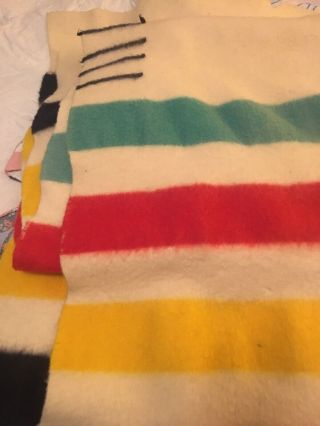 Vintage Hudson Bay Point Striped Blanket 100 Wool 4 Point Blanket 66x85”