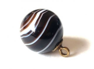 Antique Button…banded Agate Ball…1/2 "