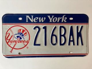 Vintage York Yankee Dmv Issued License Plate (one Plate) -