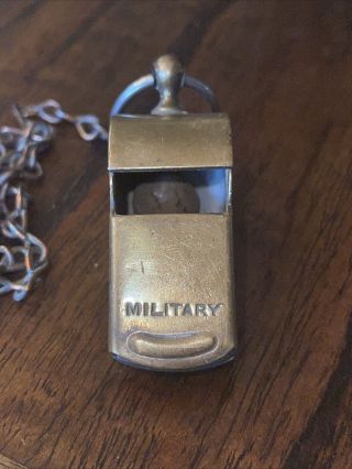 Vintage Solid Brass Military Whistle Cork Ball Usa Wwi??