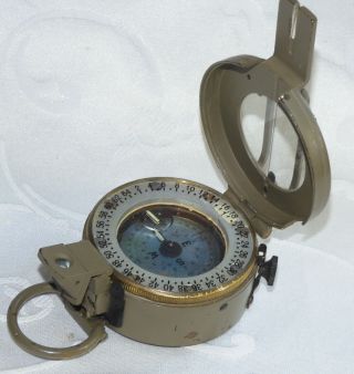 Vintage Stanley Military Prismatic Marching Compass 6605 - 99 - 537 - 9034 Army Green