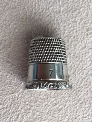 Antique Sterling Silver Thimble Early 1900’s With Scrolled Rim Size 7