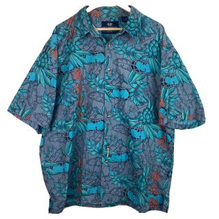 Vintage 90’s Wu Wear Hawaiian Shirt Size Xl All Over Print Ss Button Down