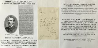 British Secretary State India Sec Uk Prime Minister Gladstone Letter Signed 1872