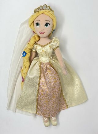 Disney Store Princess Rapunzel Tangled Wedding Dress Bride Soft Plush Doll 21 "