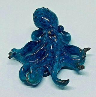 Decorative Octopus Polystone Fridge Magnet With A Brilliant Blue Finish 3.  5 "