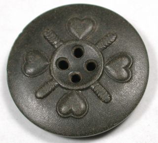 Antique Composition Buttons Pretty Hearts Design 1 & 3/16 "