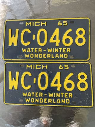 Historical 1965 Michigan License Plate Pair Historic Yom Plates Wc 0468 Dodge