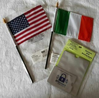 Small Ireland And Usa Flag Combo Stick Flags Plus Rfid Blockers