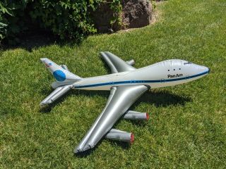 Vintage Blue Blow - Up Pan Am Boeing 747 Inflatable Model Airplane