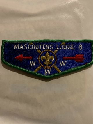 Oa Mascoutens Lodge 8 S1a Flap Nv,  Order Of The Arrow 1970s 1980s Flap,  Bsa