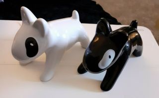 Funky Retro English Bull Terrier Dogs Ceramic Salt & Pepper Set Pets Kitch Gift