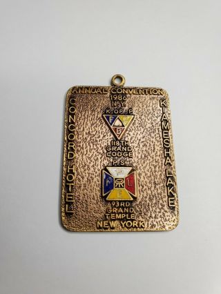 118th Annual Convention Grand Lodge Knights Of Pythias Concord Hotel Medal 1986