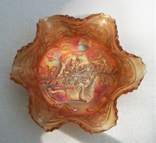 Panther Marigold Carnival Bowl Circa 1914 By Fenton Art Glass