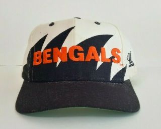 Vintage 90s Cincinnati Bengals Nfl Sharktooth Snapback Hat By Logo Athletic