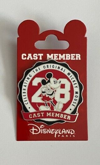Dlp Paris Cast Member Exclusive Mickey 28 Red Disney Pin (b)