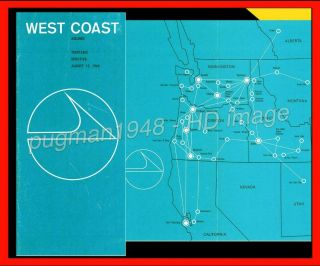 West Coast Airlines 1966 Airline Timetable Schedule.  Fairchild F - 27