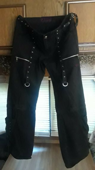 Vtg Tripp Nyc Goth Punk Bondage Emo Convertible Pants Shorts Black Size 7