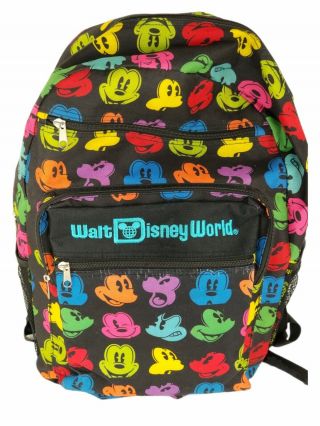 Walt Disney World Mickey Mouse Backpack Black Rainbow Silhouette Park Official