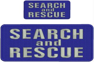 Search And Rescue Embroidery Patches 4x10 And 2x5 Hook On Back Navy And Grey