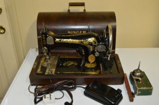 Antique 1927 Vintage Singer Model 28k Sewing Machine Bentwood Case Y4394447