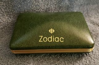 Rare Vtg Zodiac Green Leather Watch Display/ Storage Box Sea Skate