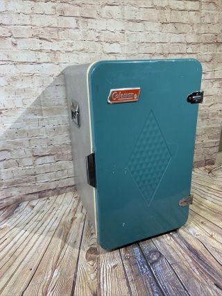 Vintage 1960’s Coleman Convertible Metal Camping Ice Chest Cooler Refrigerator