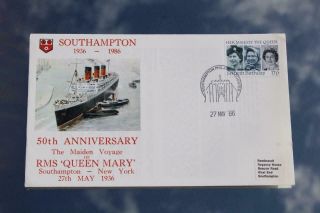 Cunard White Star Line Ships First Day Cover Rms Queen Mary 50th Anniversary