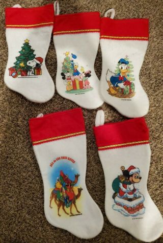 Vintage Mickey Mouse Donald &.  Walt Disney Productions Felt Christmas Stockings