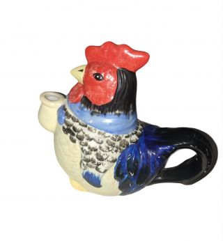 Vintage Hand - Painted Small Rooster Teapot