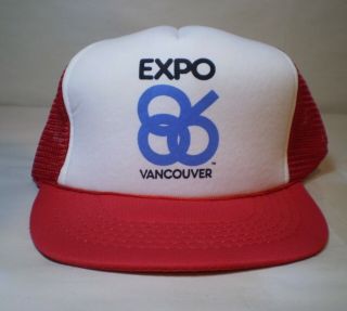 Vintage Trucker Hat Cap 1986 World Exposition Vancouver Canada (snapback) Unisex