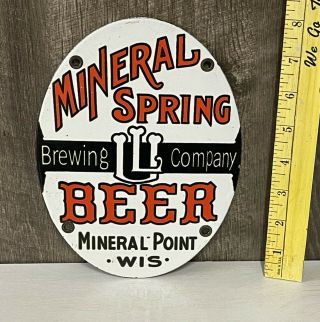 Mineral Spring Beer Porcelain Metal Sign Brewing Co Beverage Bar Diner Gas Oil