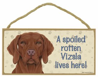 A Spoiled Rotten Vizsla Lives Here Wood Puppy Dog Sign Plaque Made In Usa
