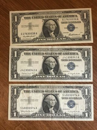 Set Of 3 Last Silver Certificates Made Series 1957 1957a And 1957b