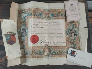 Vintage Independent Order Of Odd Fellows Certificate Admitted Membership 1919
