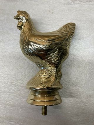 Vintage Gold Shiny Plastic Chicken Trophy Topper Upcycle Crafting Hood Ornament