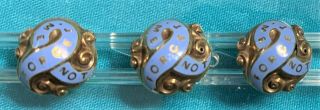 Button : Antique Forget Me Not Blue Enamel Rolled Gold Button Set Of 3