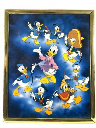 Framed Vintage Walt Disney Donald Duck Through The Years 1934 - 1986