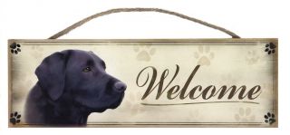 Black Labrador Retriever " Welcome " Rustic Wall Sign Plaque Gifts Home Pets Dogs