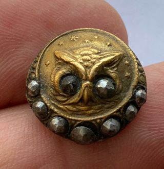 Deluxe Antique Vintage Victorian Metal Picture Button Owl Cut Steels & Stars
