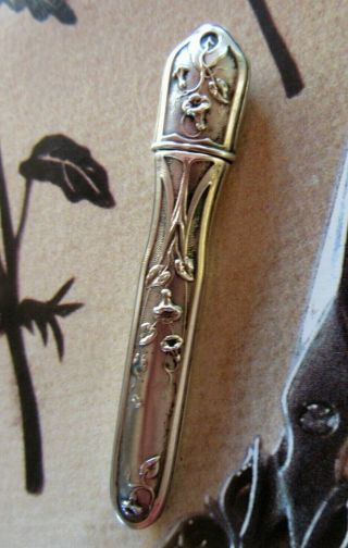 Lovely French Antique Solid Silver Needles Case Art Nouveau