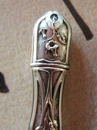 LOVELY FRENCH ANTIQUE SOLID SILVER NEEDLES CASE ART NOUVEAU 2