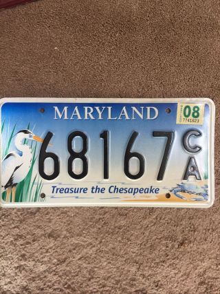 2008 Maryland “treasure The Chesapeake” License Plate -