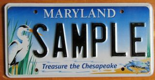 Maryland 2003 Treasure The Chesapeake Sample License Plate Sample
