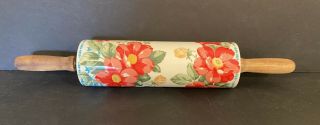 The Pioneer Woman Vintage Floral Ceramic Rolling Pin Wood Handles No Base