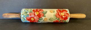 The Pioneer Woman Vintage Floral Ceramic Rolling Pin Wood Handles No Base 2