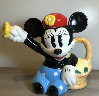Disney Minnie Mouse Teapot Flower Pot Ceramic Decorative Kitchen Collectible