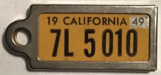 Rare Clamshell Type Case 1949 California Dav Keychain License Plate Tag